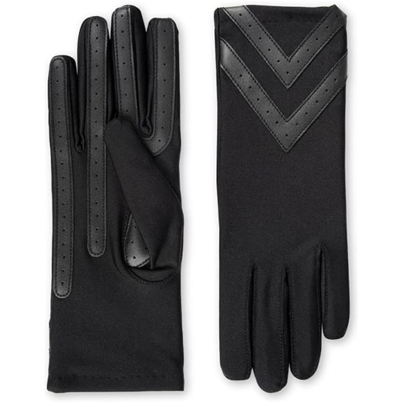 NWOT Isotoner Black Chevron Gloves - Picture 4 of 12